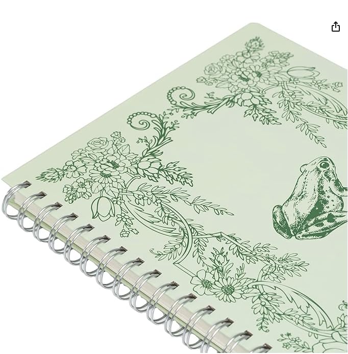 Pearhead Spiral Hardcover Notebook 8x10.5 – Frog Toile College-Ruled Writing Journal with 200 Lined Pages, Perforated Paper for School, Work & Notes (Pack of 2) - color: Green Frog Spiral Notebook, 2-Pack