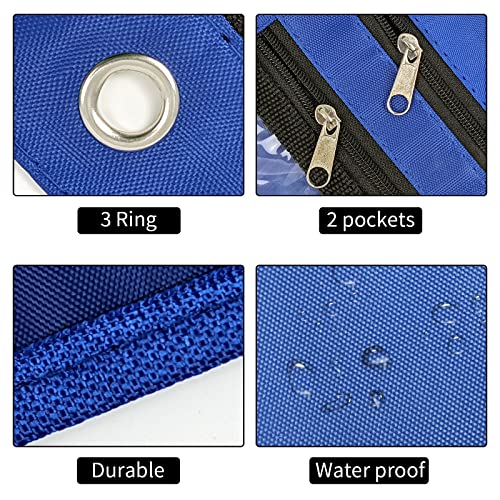 YoeeJob 2 Pack 1 Inch Expandable Zipper Pencil Pouches with Clear Window for 3 Ring Binder, Suitable for School & Office （Blue） - color: Blue