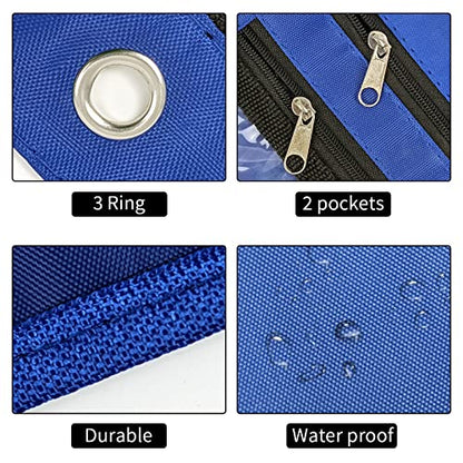 YoeeJob 2 Pack 1 Inch Expandable Zipper Pencil Pouches with Clear Window for 3 Ring Binder, Suitable for School & Office （Blue） - color: Blue
