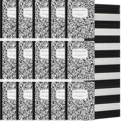 Fainne 60 Pack B5 Composition Notebooks Bulk 7.5 x 9.75'' College Ruled Composition Notebooks 50 Sheets (100 pages) Marble Covers Notebook for School Classroom Office Supplies(Black) - color: Black