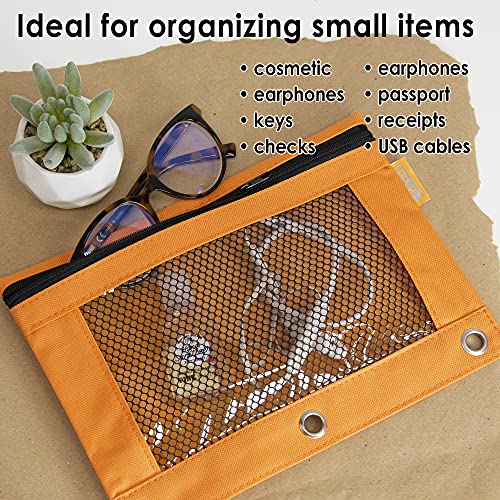 BAZIC PRODUCTS Retro Pastel 3-Ring Pencil Pouch with Mesh Window, 2-Pack | clear mesh window and a zipper closure for pens; pencils - color: Pastel Grey, size: 2-Pack