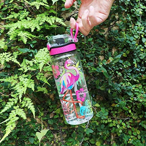 Cute Water Bottle for School Kids Girls, BPA FREE Tritan & Leak Proof & Easy Clean & Carry Handle, 23oz/ 680ml - Flamingo - color: Flamingo