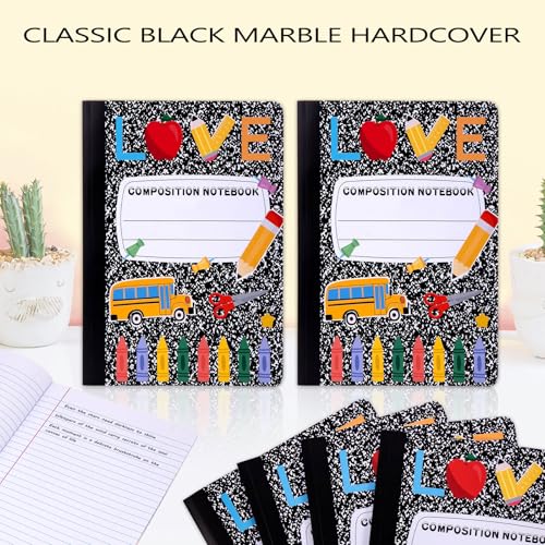 6 Pack Marble Composition Notebook Wide Ruled Pencil Preppy Composition Notebooks,Back to School Coquette Aesthetic Notebooks Perfect-bound 80 Pages (40 Sheets) 9.75x7.5 Inches - color: Pencil