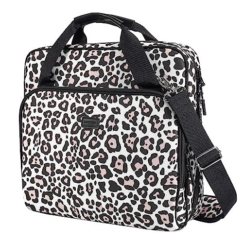 3 Inch 3 Ring Zipper Binder D-Ring with Strap & Multi-Pockets | Binder with Strap 700 Sheet Capacity for School and Office Binder Organizer, Compatible with 13-Inch MacBook/Table, Leopard - color: Leopard, size: 3Inch-D-ring