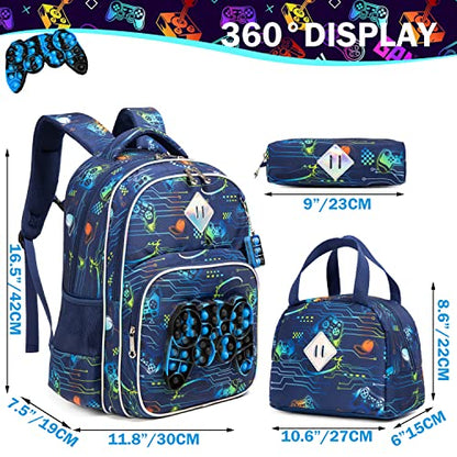 Backpack for Girls Elementary Preschool Kids Lunch Box for School - color: Boys Gamepad Bag