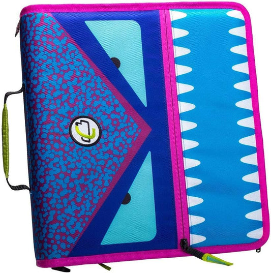 Case-it Dual 2-in-1 Zipper Binder, Two 1.5in D-Rings, 600 Sheet Capacity, Pencil Pouch & Multiple Pockets, School & Office Organizer with Shoulder Strap, Dual-101 Monster Design Purpal (Pack of 6) - color: Purple, size: 6 Pack