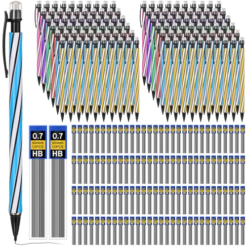 240 Pcs 0.7mm Mechanical Pencils Bulk Set Include Mechanical Pencil with Eraser HB Lead Refills for Art Office Classroom School Student Writing Drawing Sketching Supplies (Multicolor) - color: Multicolor