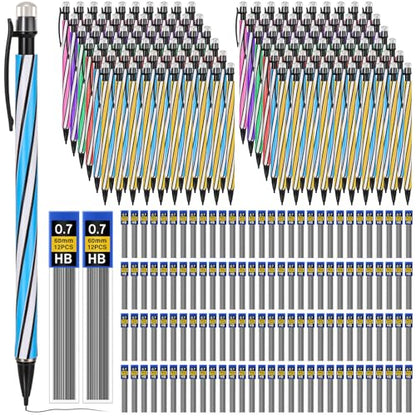 240 Pcs 0.7mm Mechanical Pencils Bulk Set Include Mechanical Pencil with Eraser HB Lead Refills for Art Office Classroom School Student Writing Drawing Sketching Supplies (Multicolor) - color: Multicolor