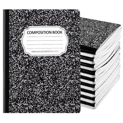 BESARME 24 Pcs Composition Notebook Bulk for School, Wide Ruled Notebooks | 9-3/4 x 7-1/2", 60 sheets/120 pages, Colorful Marble Notebooks for School Class Notes Homework Office - color: Marble