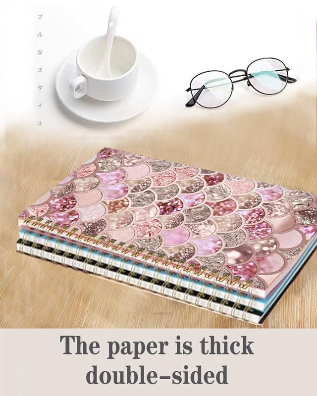 Spiral Journal Notebook,A5 Hardcover Lined Journals for Women Girl 6 x 8.3 in,120 Pages Thick Paper,Cute College Ruled Writing Notebook for Gifts Office Work School(Rose Gold Mermaid Scales) - color: Rose Gold Mermaid Scales