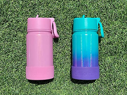 CHILLOUT LIFE 12oz Kids Insulated Stainless Steel Water Bottle with Leak Proof Straw Lid & 144 Stickers - color: Pink Sparkle, style: 12 oz