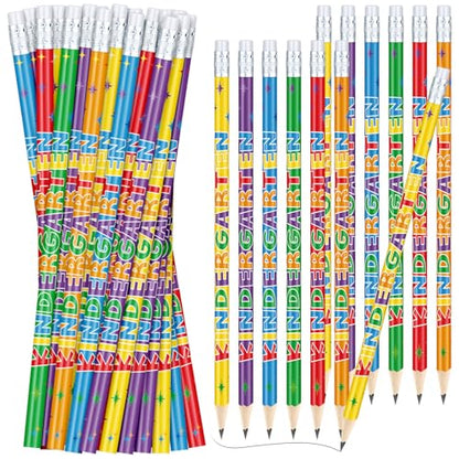 AmazingSpark 24 Pack Kindergarten Pencils for Kids Cute Pencils and Erasers for Back to School Supplies List for I'm Going to Kindergarten Spring Semester Year 2026 First Day of Classroom Reward Gift