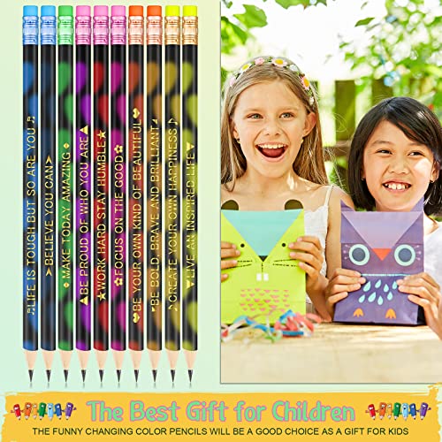 Eersida 80pcs Color Changing Pencil Bulk Back to School Pencils with Eraser Encourage Saying Thermochromic Fun Pencils for Kids Students Classroom First Day of School Gifts (Inspirational) - style: Inspirational