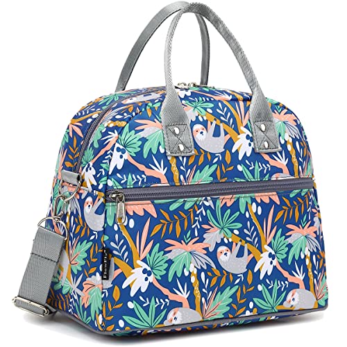 FlowFly Insulated Lunch Bag With Shoulder Strap for Women, Men, and Kids, Large and Reusable, Handle, Freezable Work and School Travel Tote and Meal Prep Organizer,Sloth - color: Sloth