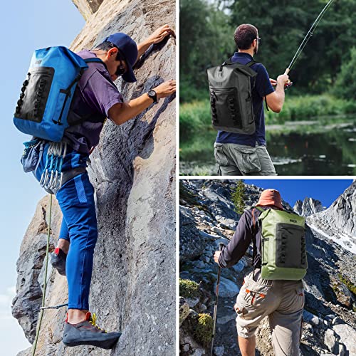 MIER Roll Top Waterproof Backpack Floating Dry Bag for Men Women | Heavy Duty Dry Sack, Cushioned Back, Multi-Pockets, Adjustable Chest Strap,For Kayaking Beach Boating Swimming Hiking Travel - color: Dark Gray