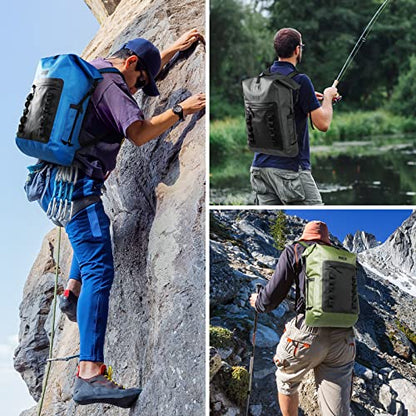 MIER Roll Top Waterproof Backpack Floating Dry Bag for Men Women | Heavy Duty Dry Sack, Cushioned Back, Multi-Pockets, Adjustable Chest Strap,For Kayaking Beach Boating Swimming Hiking Travel - color: Dark Gray