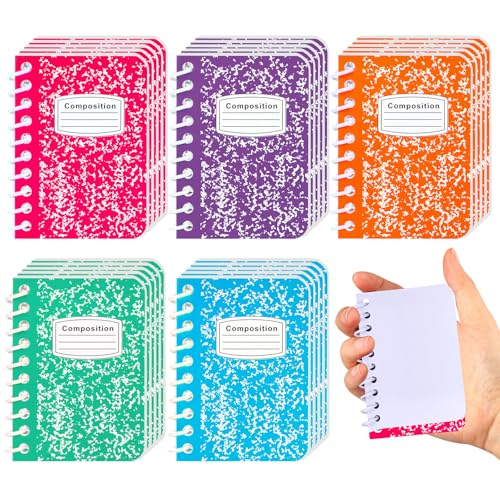 Sinload 30 Pack Mini Spiral Composition Notebooks Bulk 3.5 x 2.5 Inches Blank Marble Small Tiny Pocket Notebooks 80 Pages Memo Pads for Journal Office College School Students Graduation Gifts(Vivid) - color: Vivid