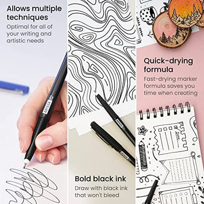 ARTEZA Permanent Markers, 40 Black Pens, Ultra-Fine Tip Paint Pens, Quick-Drying, Water Resistant, for Calligraphy and Note Taking, Office, Classroom - style: Ultra-Fine Tip