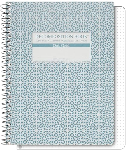 Decomposition Mosaic Dot Grid Spiral Notebook - 9.75 x 7.5 Journal with 144 Dot Grid Pages - 100% Recycled Paper - Notebooks for School Supplies, Home & Office - Made in USA - color: Mosaic, style: Spiral-bound