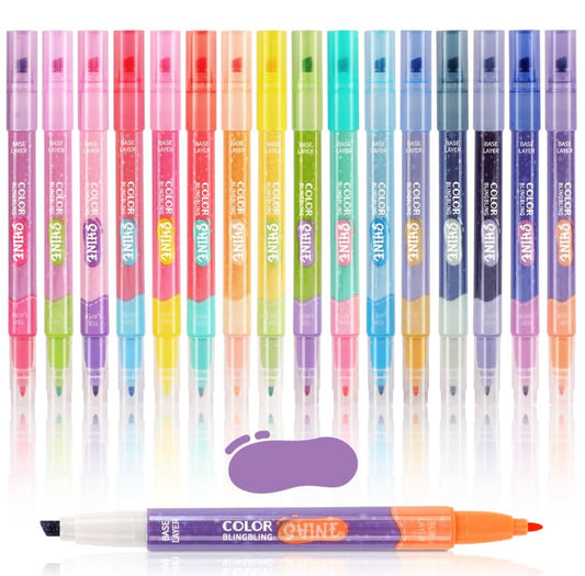JKCK 16-Color Glitter Gradient Markers: Highlight Your DIY Sketch Journal with Sparkling Colors (Multicolor)