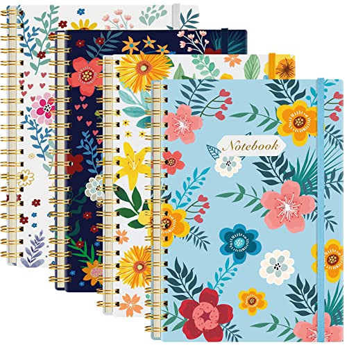 Coopay 4 Pack B5 Spiral Notebook Journal for Women, College Ruled Composition Notebooks Hardcover Spiral Journal, Cute Blooming Floral, Office School Business Supplies, 10.2" x 7.5", 160 Page - color: 4pcs, size: B5