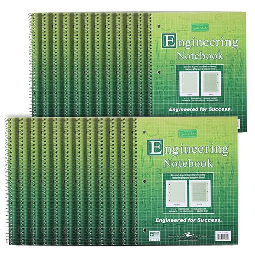 Roaring Spring Graph Ruled Spiral Engineering Notebook, Engineering Graph Paper, 24 Pack, 5x5 Enclosed Grid, 8.5" x 11", 80 Perforated Sheets, 3 Hole Punched, Green Tinted Sheets, Made in USA - color: Green Paper, style: Pack of 24