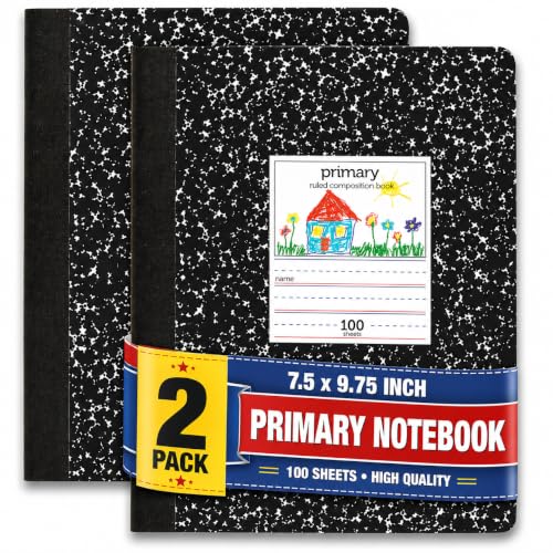 1InTheOffice Primary Composition Notebook, 7 1/2" x 9 3/4", Unruled/Primary Ruled, 100 Sheets