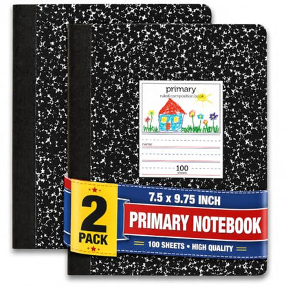1InTheOffice Primary Composition Notebook, 7 1/2" x 9 3/4", Unruled/Primary Ruled, 100 Sheets