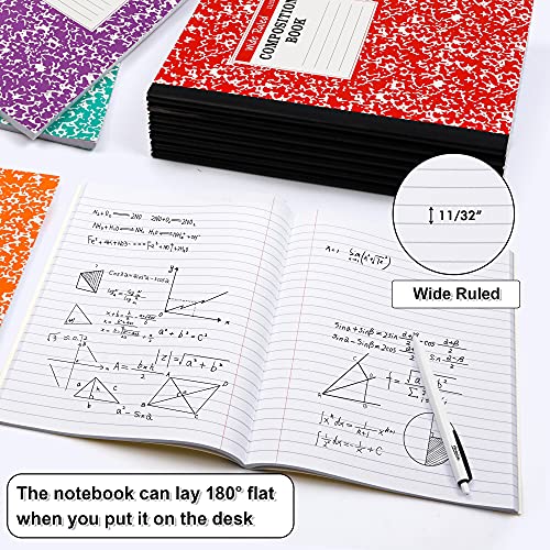 feela Composition Notebook, 8 Pack 8 Pastel Colors Wide Ruled Composition Books Bulk, Marble Cover Notepad Lined Cute Journal Notebooks for School Supplies Notes Taking Writing, 9.75 X 7.5 in - color: 8 Pastel Wide Ruled