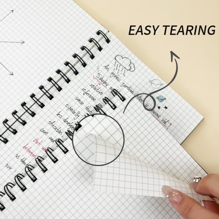 Graph Paper Spiral Notebook A5 Grid Journal 5.62"x 8.4" - 4 Pack 160 Pages 100GSM Thick Paper Hardcover Notebooks for Note Taking Engineering Graphing Work School Supplies,Black - color: Black-Graph