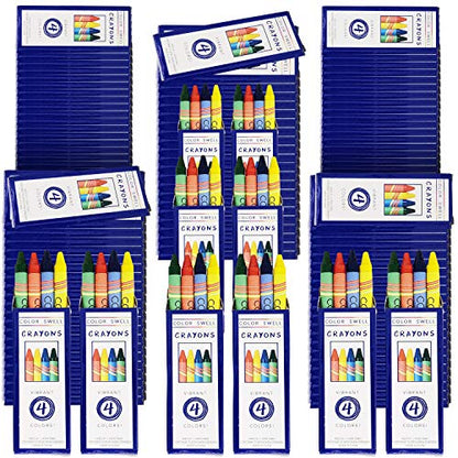 Color Swell Bulk Crayons, 4 Crayon Colors Per Pack, 300 Packs (1200 Total) - size: 300 Packs / 1200 Crayons