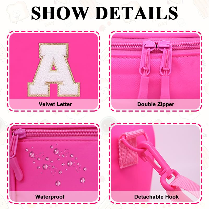 Lunch Bag Toe Insulated Lunch Box for Kids Girls Women Adult Teen School Work Travel Meal Food Containers Picnic Cooler,Lunch Purse Bag with Handheld Shoulder Strap Water Bottle Holder Pink A - color: 05-Pink A