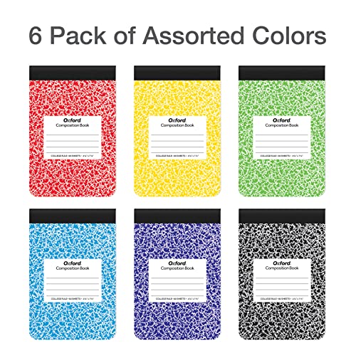 Oxford Jr. Composition Notebooks, Notebooks for School, School Supplies, Half Size, Kids Journal, 7-1/2 x 4-7/8 Inches, College Ruled Paper, 80 Sheets, Primary Marble Covers, 6 Pack (63774) - size: (Pack of 6)