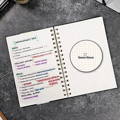 Yoment Graph Paper Spiral Notebook A5 Graphing Notebook 160 Pages Graph Paper Notebook Spiral Bound Waterproof Plastic Hardcover Spiral Journal 5x7 Grid Notebooks for Note Taking,Black - color: Black, style: A - Graph - A5