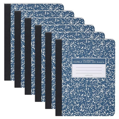 ROARING SPRING Hard Cover Composition Notebook, 6 Pack, Blue Marble Comp Book, 9.75″ x 7.5″, Unruled Blank Paper, 100 Sheets (200 Pages), Made in USA - size: 9.75" x 7.5", style: 6 Pack