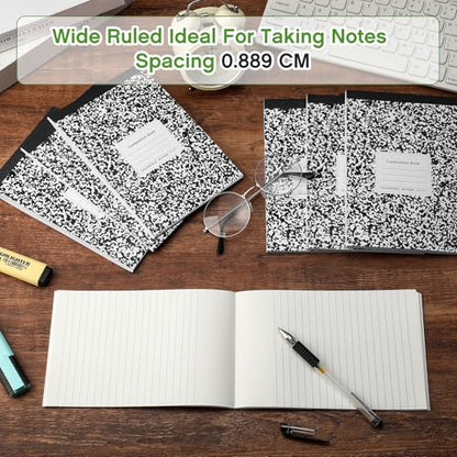 Fainne 20 Pack Composition Notebooks Half Size 4-7/8 x 7-1/2 Inches College Ruled Notebooks Mini Marble Cover Composition Books for Journal School Classroom Supplies 40 Sheets/80 Pages (Black) - color: Black
