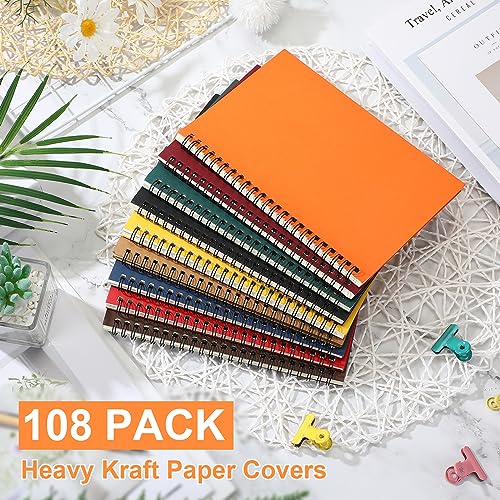 Yahenda Spiral Notebook College Ruled Journals Notebooks Lined 8.3 x 5.5 Inch Note Books Bulk A5 Writing Notebooks Thick Paper Notebook for Office Business School Supplies (Rich Colors,108 Pcs) - color: Lined