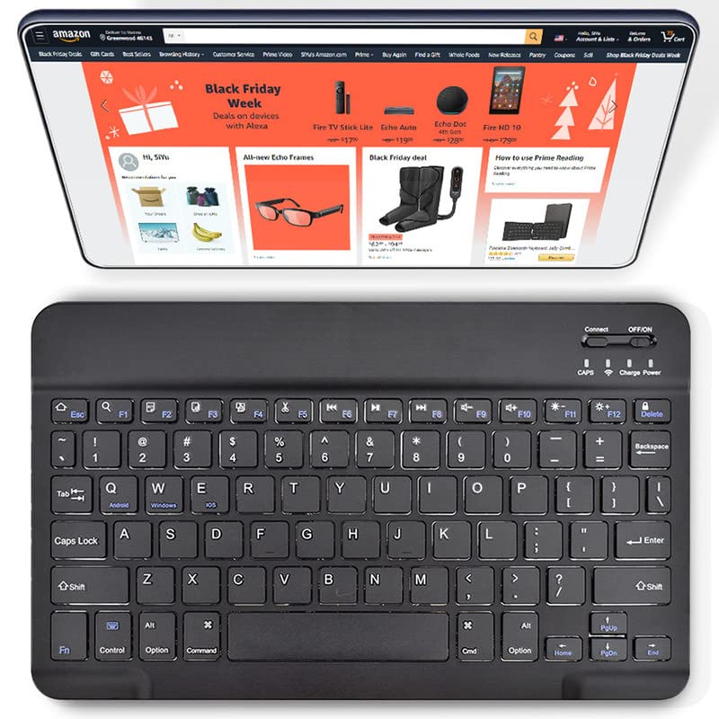 DETUOSI Universal 10 inch Wireless Keyboard, (0.23 inch) Ultrathin Slim Lightweight Travel Portable, 10.1" Multi-Device Wireless Keyboard for iOS/Android/Windows Tablet, Computer, Smart Phone #Black - color: Black
