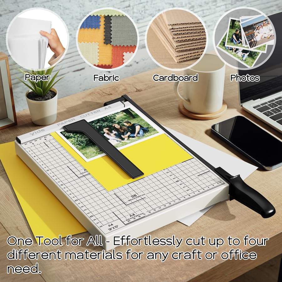 Optomni Paper Cutter, 12-Inch Heavy Duty Guillotine Paper Cutter with 15 Sheet Capacity, Ideal Paper Trimmer for Classroom, Cardstock, Art Projects, and Office Use (Magnetic Paper Guide)
