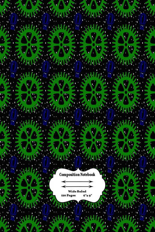 Wide Ruled School Subject Composition Notebook 120 Cog Seamless Pattern: Blank Lined Pages elementary school lined notebook Notebook For School College Notebook For High School Students