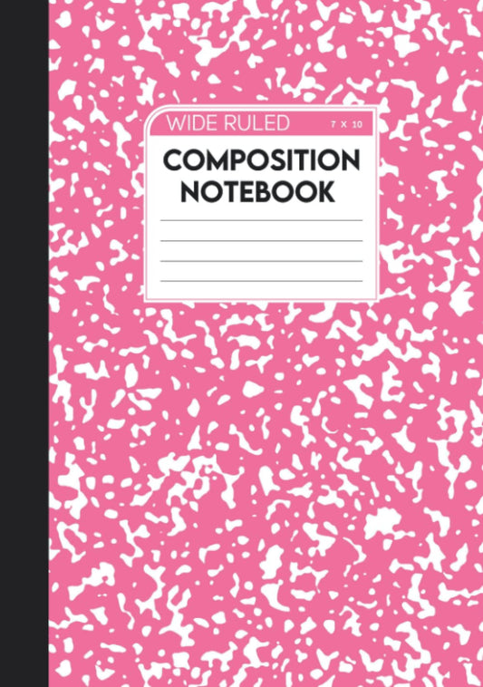 Composition Notebook: Wide Ruled Lined Paper Journal With Hot Pink Marble Color Cover Design for Students and Teachers