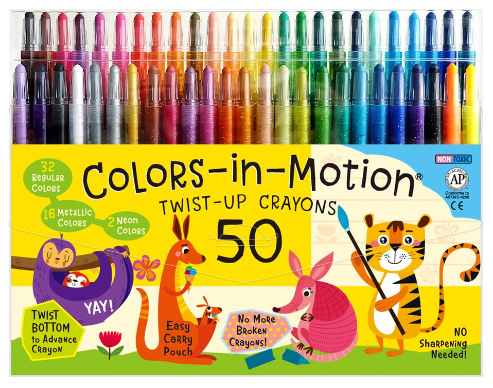 Colors-in-Motion Twist-Up Crayons 50 Count Color Set