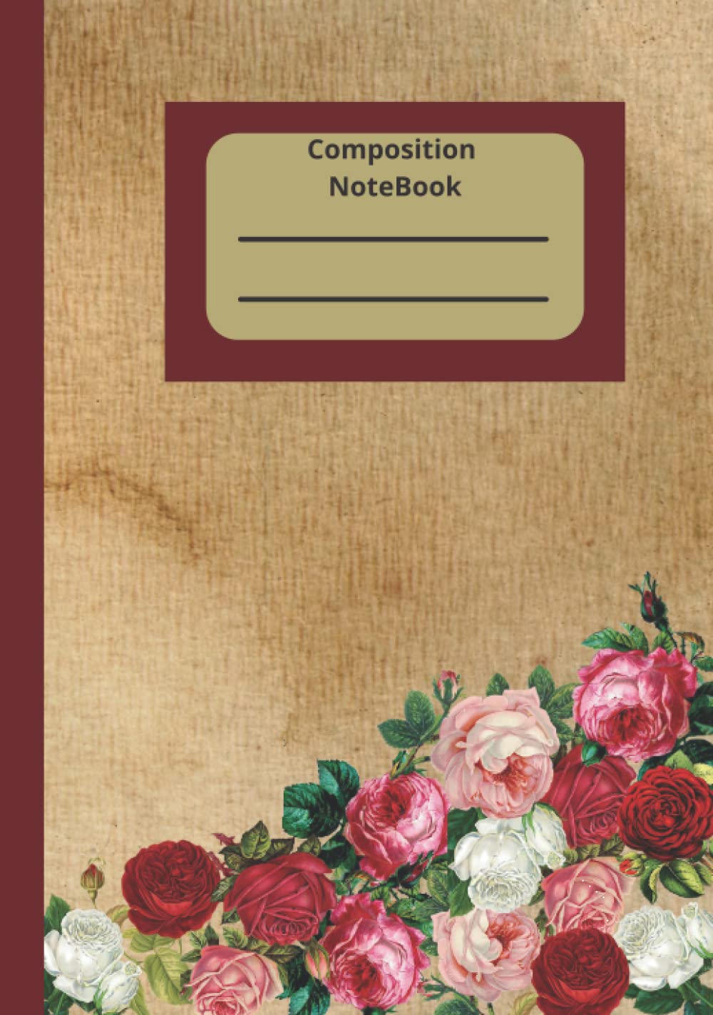 Composition Notebook: Vintage Floral Composition Notebook- For Students, Teachers, Writers and Professionals Wide- Ruled 110 pgs 7.5" x 9.25"