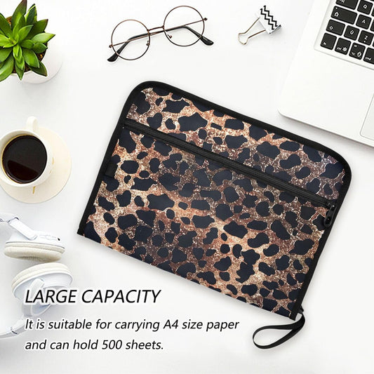 ALAZA Leopard Cheetah Print Black Brown Expandable Filing Folder Storage Organiser Box Files, 13 Pockets Zip Filing Folders for Home or Office Documents - color: Multicolored23