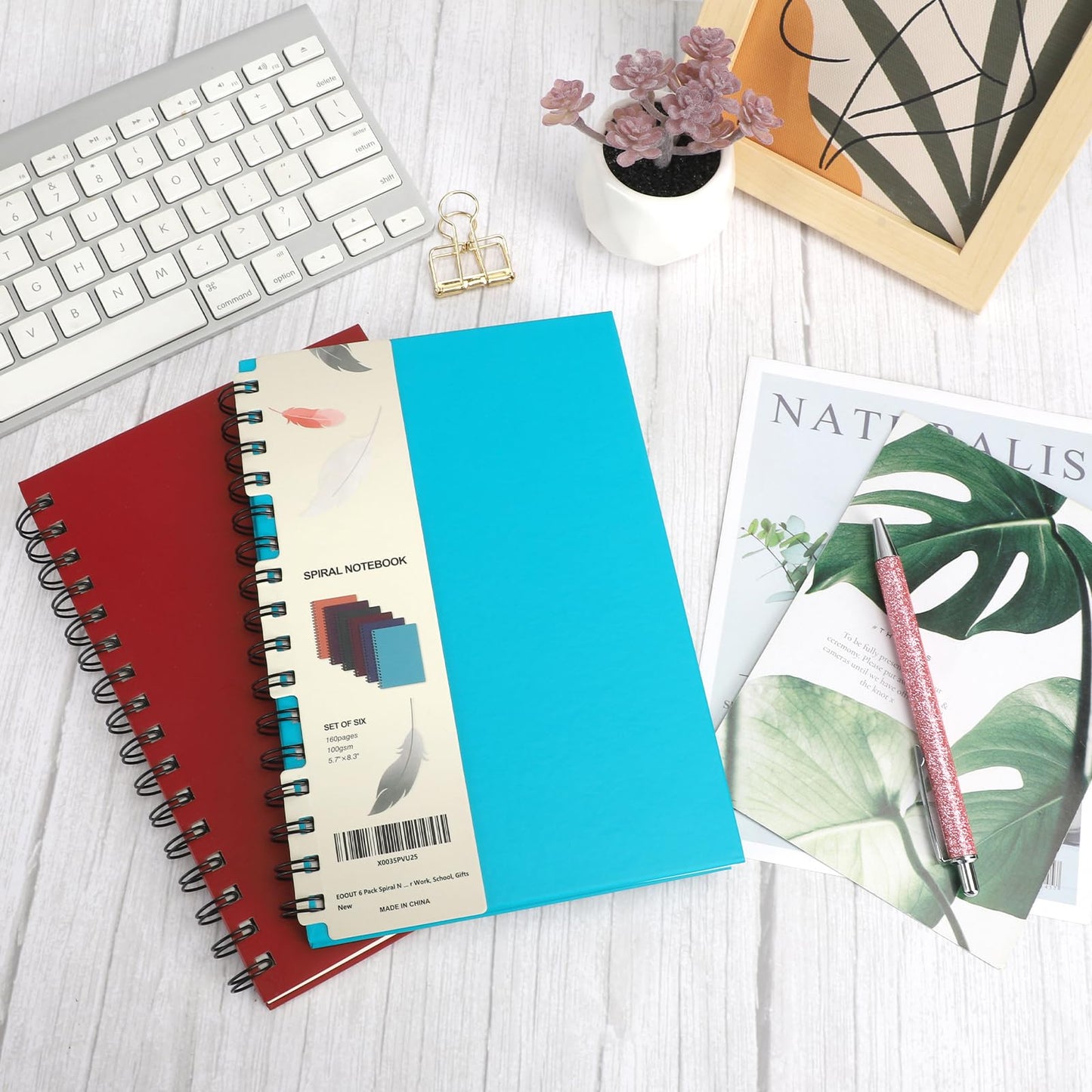EOOUT 6pcs Hardcover Spiral Notebook, A5 Lined Spiral Journals 5.5x8.5in, 160 Pages Journal Notebook for Work, Office - style: Gem Color-6pcs