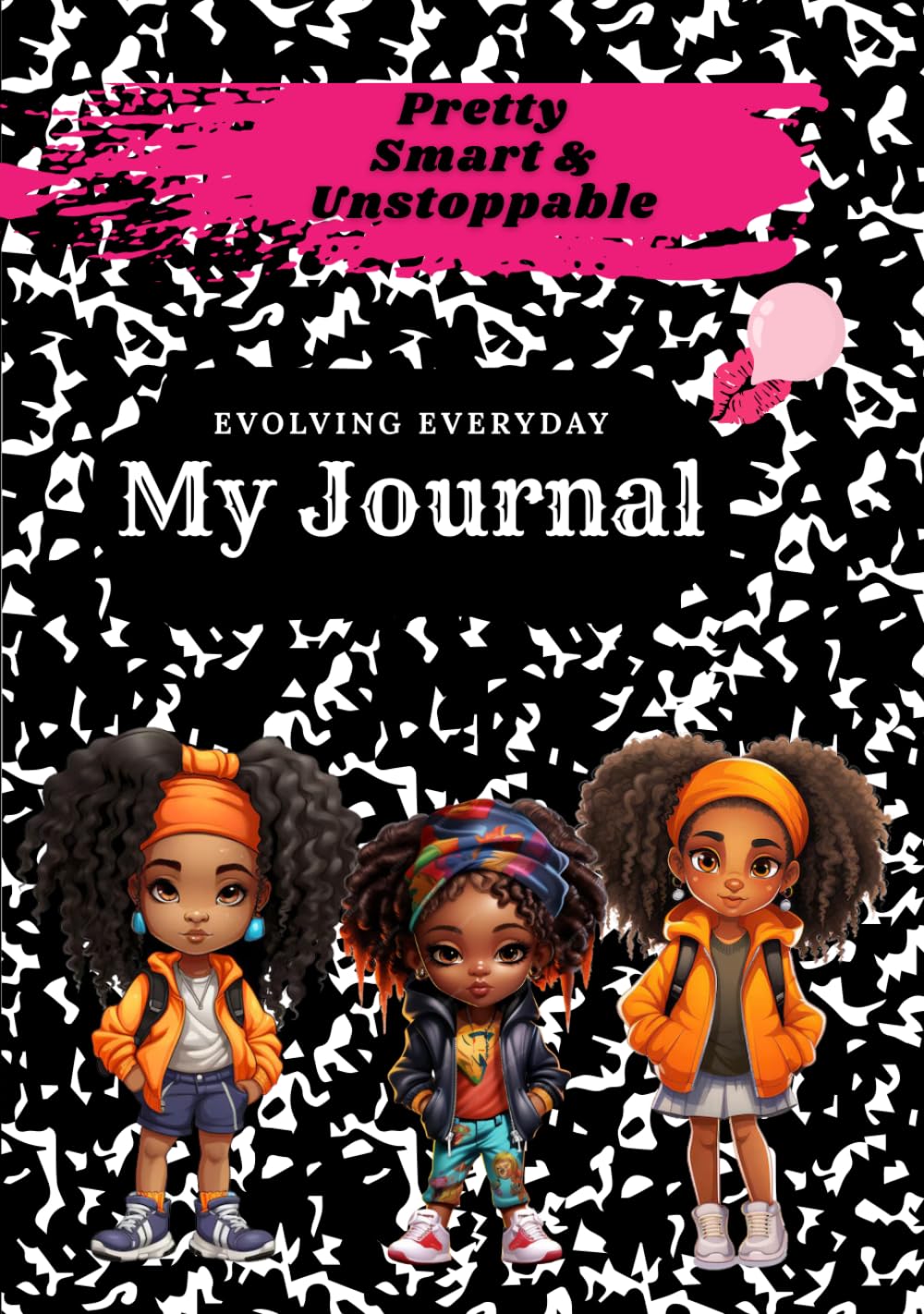 Composition Notebook: Hardcover Journal: Pretty Smart & Unstoppable Black Barbs Teen Student Notebook, 120 Sheets, Matte Cover, Wide Ruled 9.75 x 7.5 inches