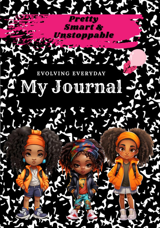 Composition Notebook: Hardcover Journal: Pretty Smart & Unstoppable Black Barbs Teen Student Notebook, 120 Sheets, Matte Cover, Wide Ruled 9.75 x 7.5 inches