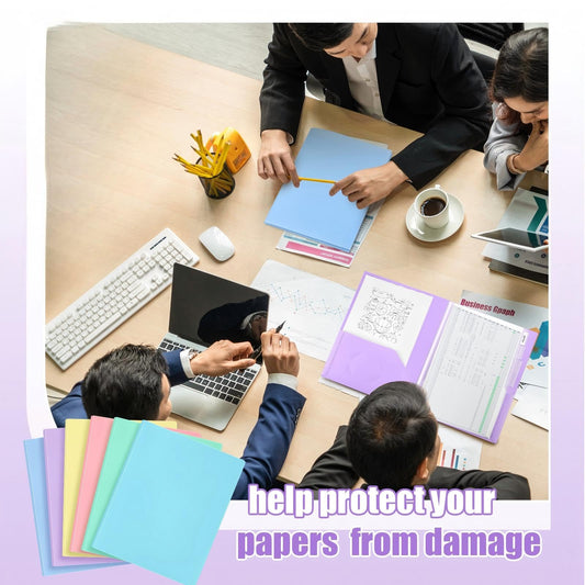 Colarr 6 Pcs Plastic Multi Pocket Folders Bulk Heavy Duty Folders, Paper Document Project Organizer for Back to School, School Supplies, Classroom, Office Home(10 Pockets with Tabs,Pastel Colors) - color: Pastel Colors, style: 10 Pockets with Tabs
