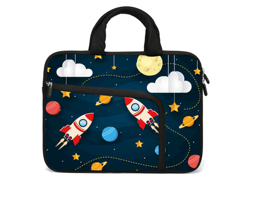 11.6" 12.2 inches Laptop Sleeve Chromebook Case Ultrabook Case Notebook PC Messenger Bag Tablet Neoprene Handle Sleeve for Adult Men Women, Two Pockets(Rocket) - color: Rocket