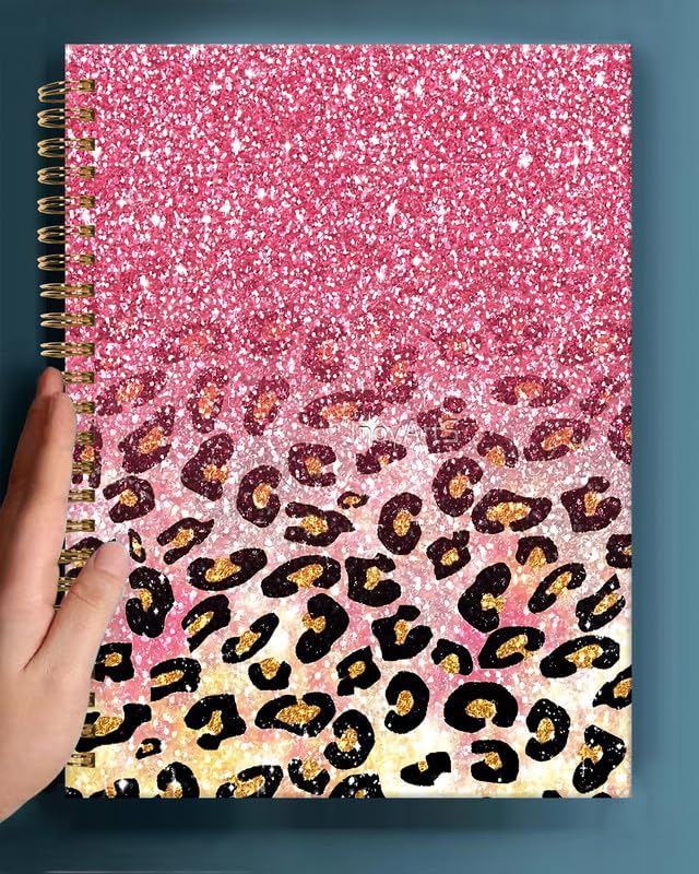 Spiral Journal Notebook,A5 Hardcover Lined Journals for Women Girl 6 x 8.3 in,120 Pages Thick Paper,Cute College Ruled Writing Notebook for Gifts Office Work School(Luxury Pink Leopard) - color: Luxury Pink Leopard